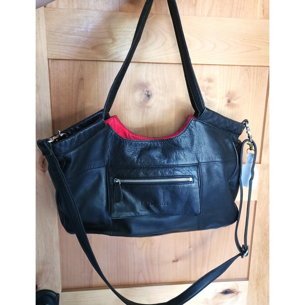 Lily Jade Caroloine Black Leather Diaper Bag Tote Crossbody Messenger Miniamlist